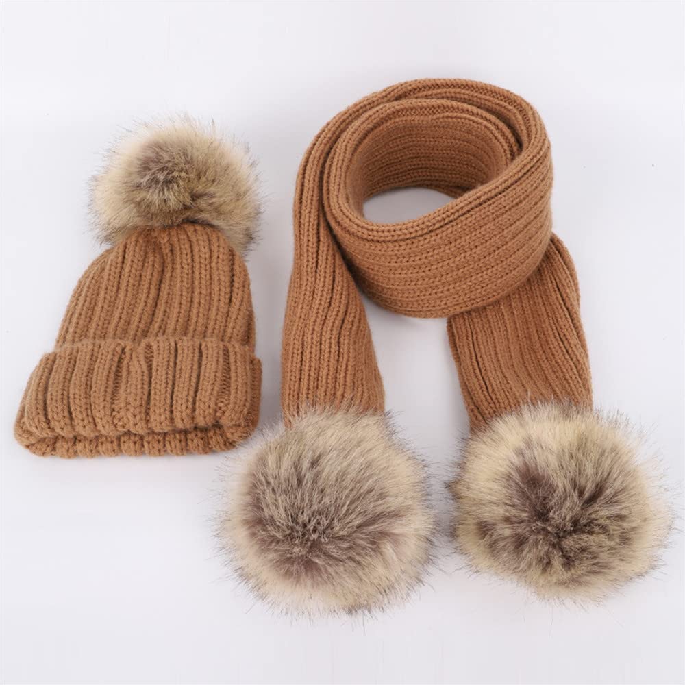 Dziecięcy kapelusz szalik zestaw zima żebrowany dzianinowe ciepłe czapki beanie czapka pompon szydełkowana czapka dla chłopców dziewcząt