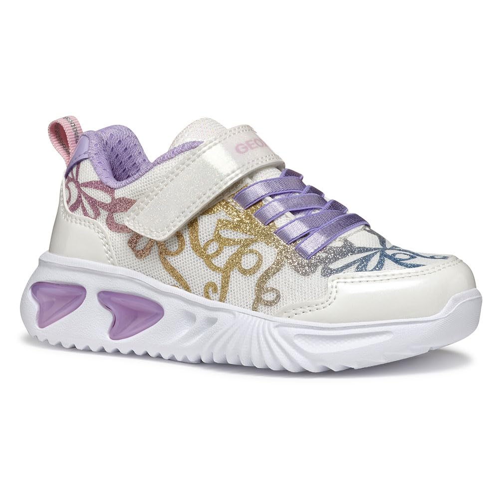 Geox J ASSISTER GIRL A Sneaker, White/Multicolor, 2 UK