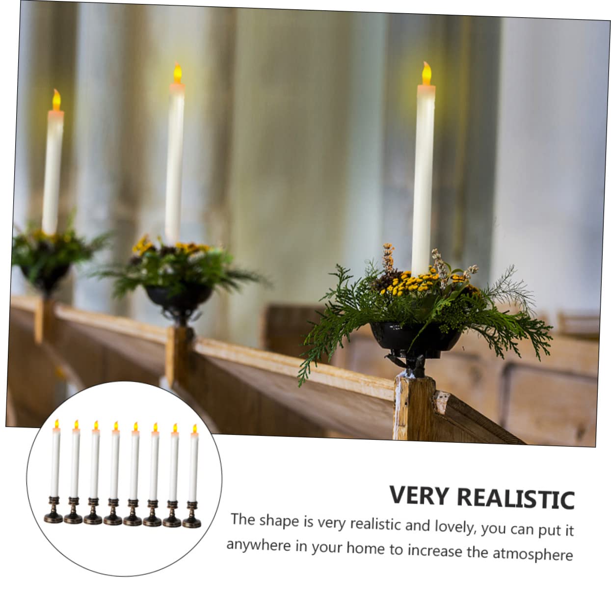 Tofficu 8 Pezzi elettronica candele senza per finestre luce elettronica a LED a batteria candele natalizie candele natale elettrica di a LED AbS bianca