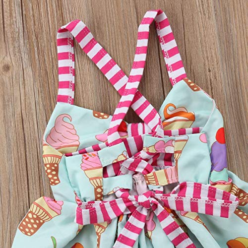 Toddler Girls Summer Ice Cream Print Princess Dress Strap Backless Dress Size 4Years/Tag120 (Colour) #TOP5