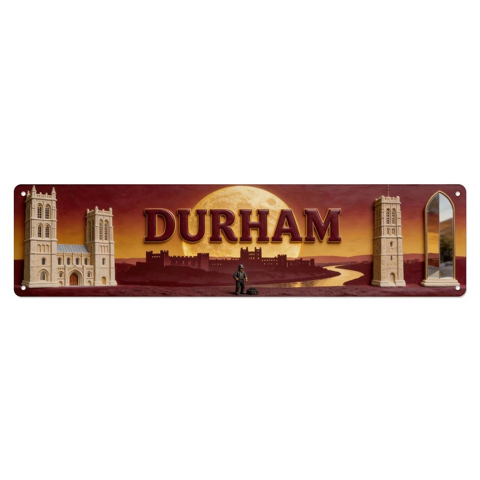 Durham England Vintage Metal Tin Sign