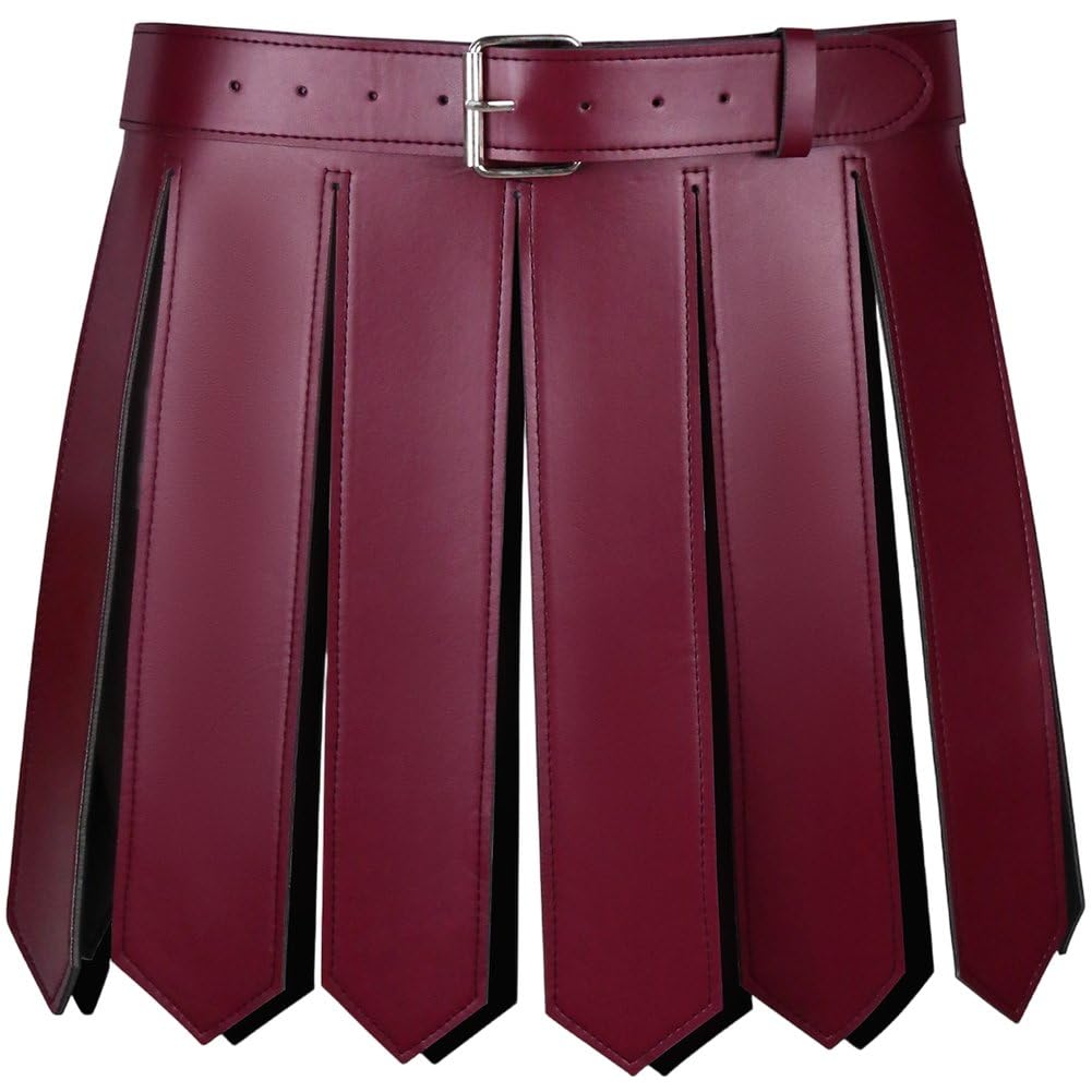 Bemvp Men's Gladiator Costume Roman Soldier Cosplay Pu Leather Gladiator Kilt Skirt Punk Style Skirt Belt for Party Carnival Cosplay