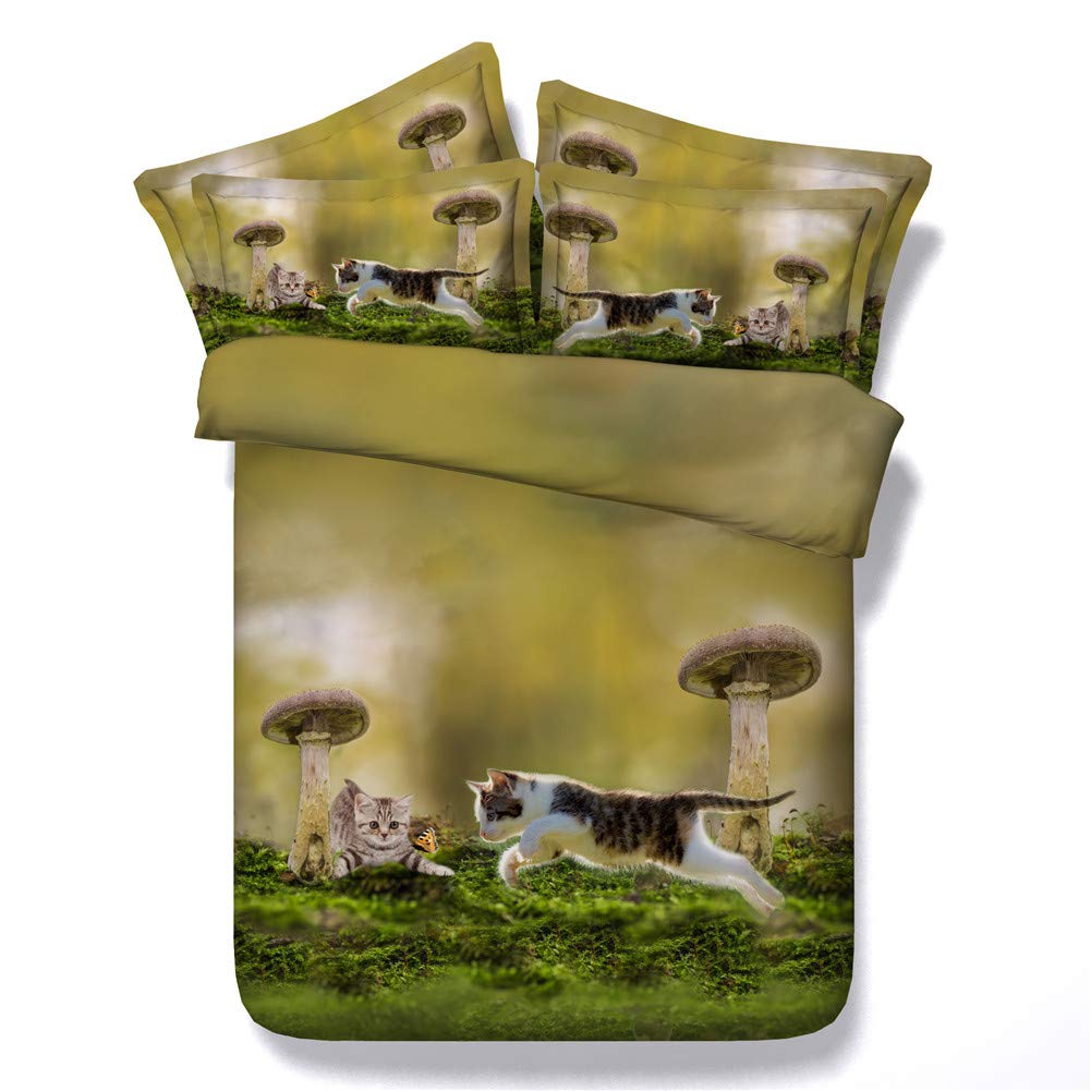 Ensemble de literie chambre 3D chat avec housse de couette 260x220 pour lit 2 personnes et taies