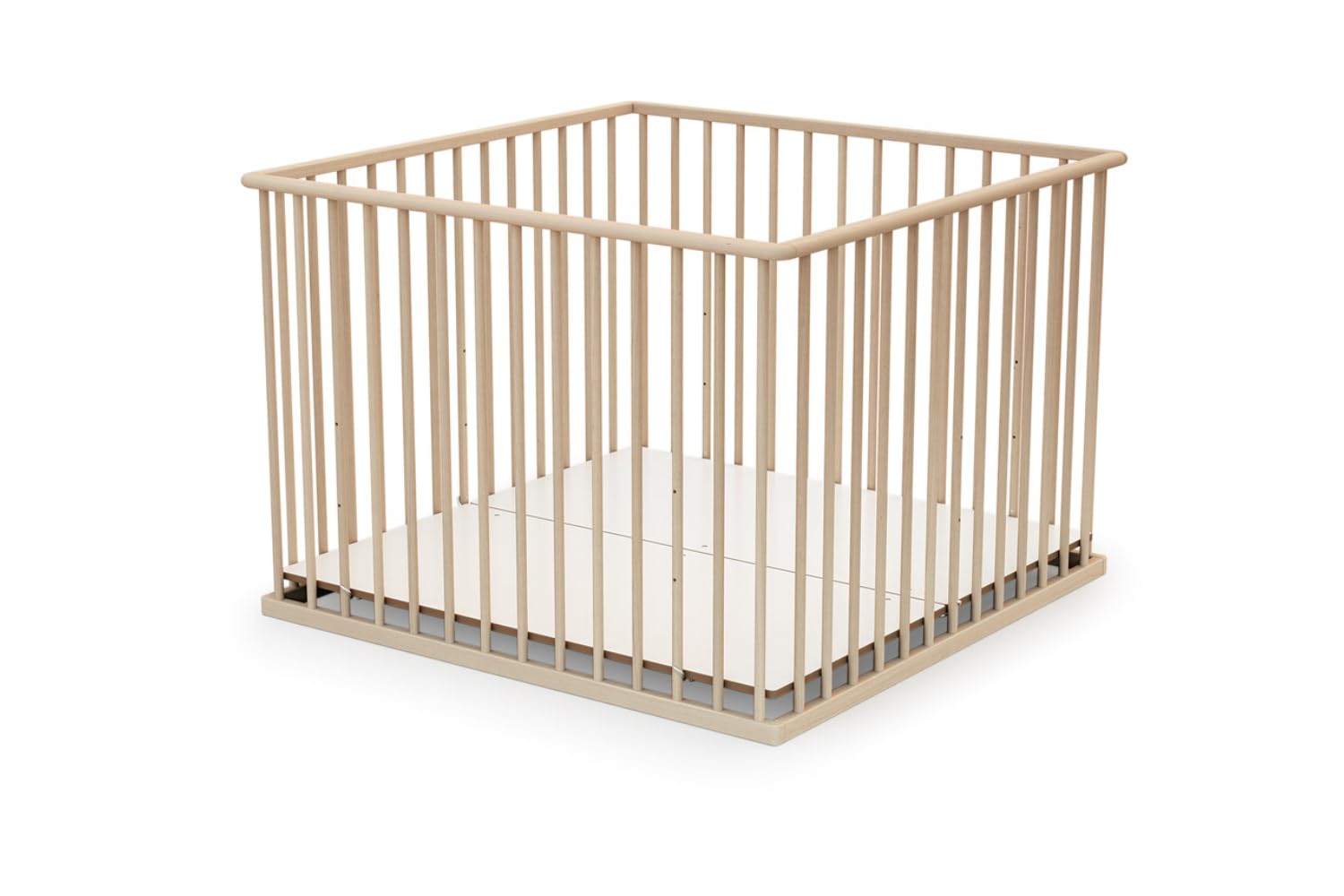 WEBABY - Wooden Baby Playpen raw Beech 100 x 100 cm CUBO