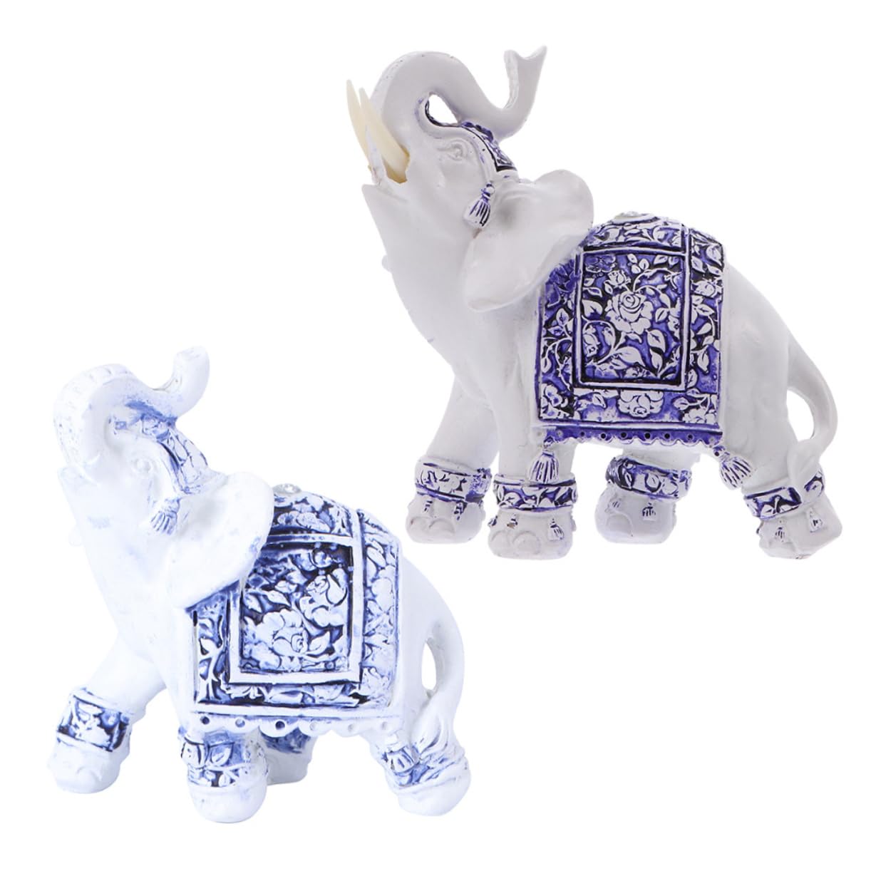 Alipis 2 Juegos Elefante De Porcelana Azul Y Estatuilla De Animales En Miniatura Escritorio De Elefante Adorno De Rana Estatua De Elefante Única Decoración De Resina 2 Piezas*2