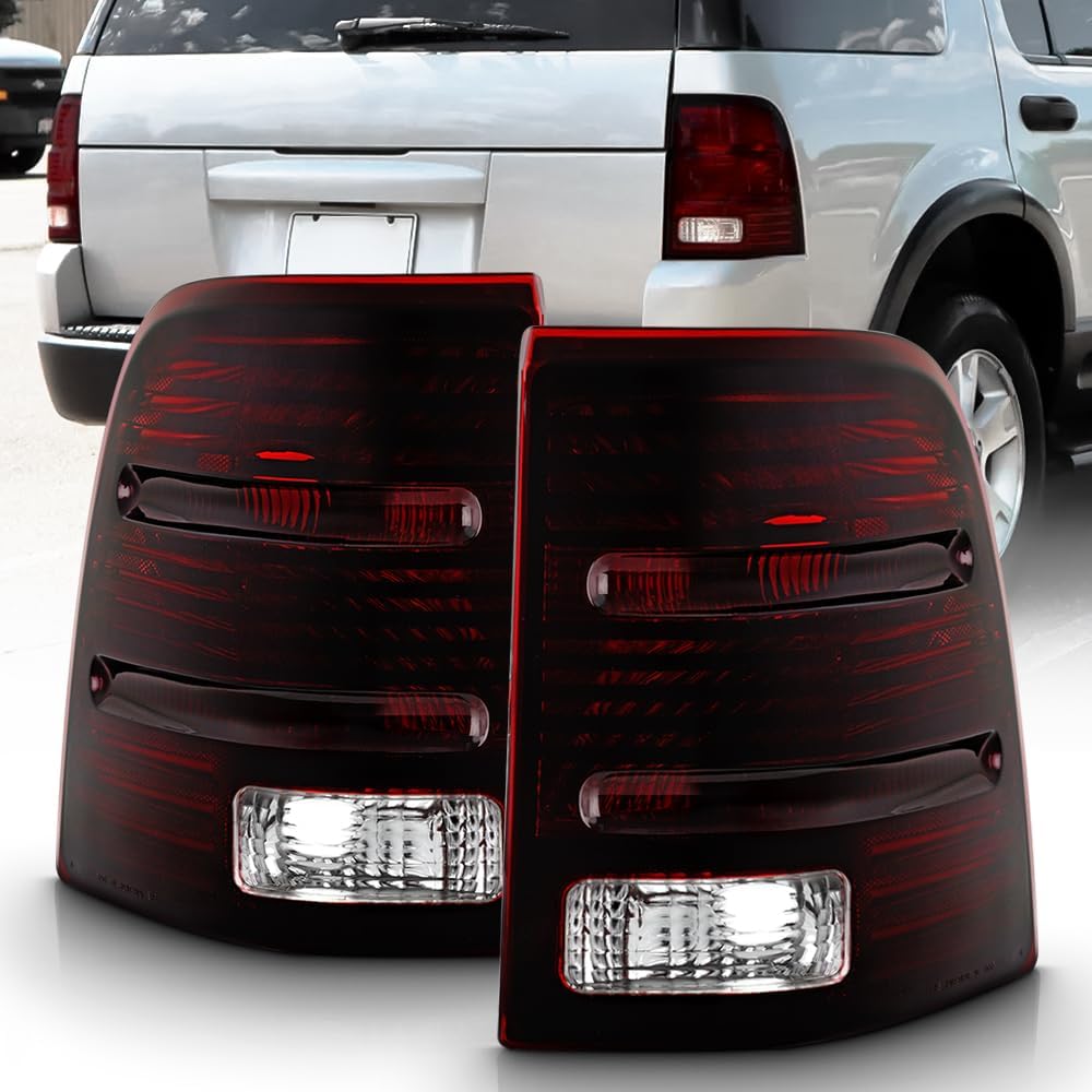 ACANII - For Red Smoked 2002 2003 2004 2005 Ford Explorer Tail Lights Brake Lamps Left+Right