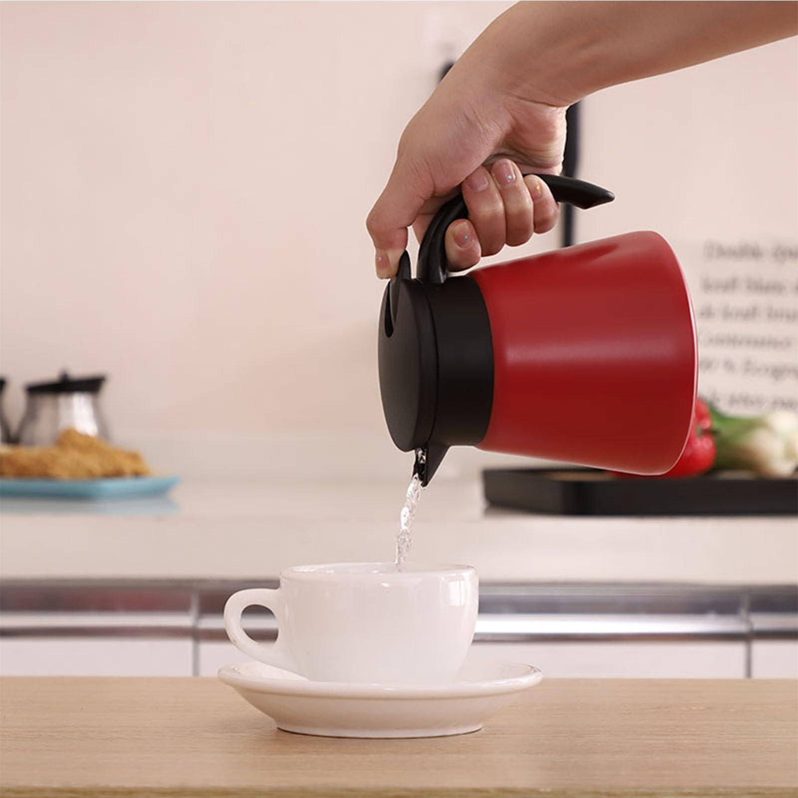 Brocca da caffè sottovuoto a doppia parete, 680 ml, in acciaio inox, dispenser termico per bevande, per caffè, tè, bevande calde, scaldino a pressatura, perfetto per casa e viaggi