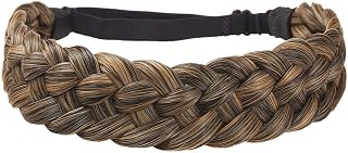 TOECWEGR Hair Braided Headband Classic Chunky Wide Thick Plaited Braids Elastic Stretch Synthetic Hairpiece Braid Headband -Women Beauty Accessory (Multicolor4 26)