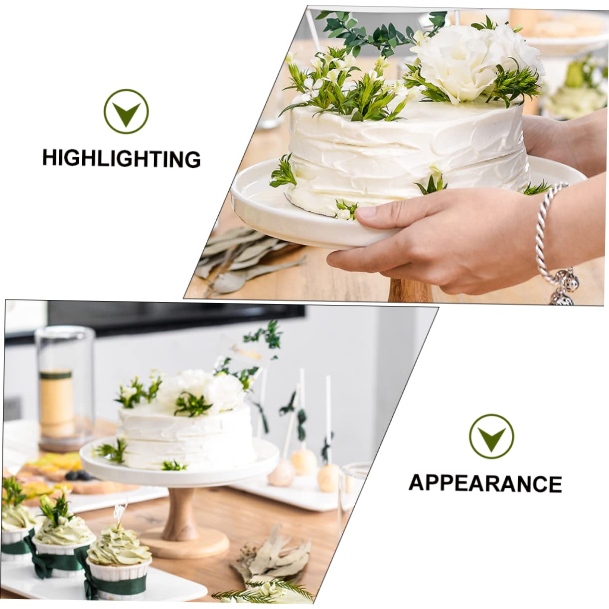 COLLBATH Alzatina per Torte in Ceramica Bianca per Esposizione | Eventi e Buffet, per Frutta, Dessert e Caramelle, Lavorazione Fine e Design Creativo
