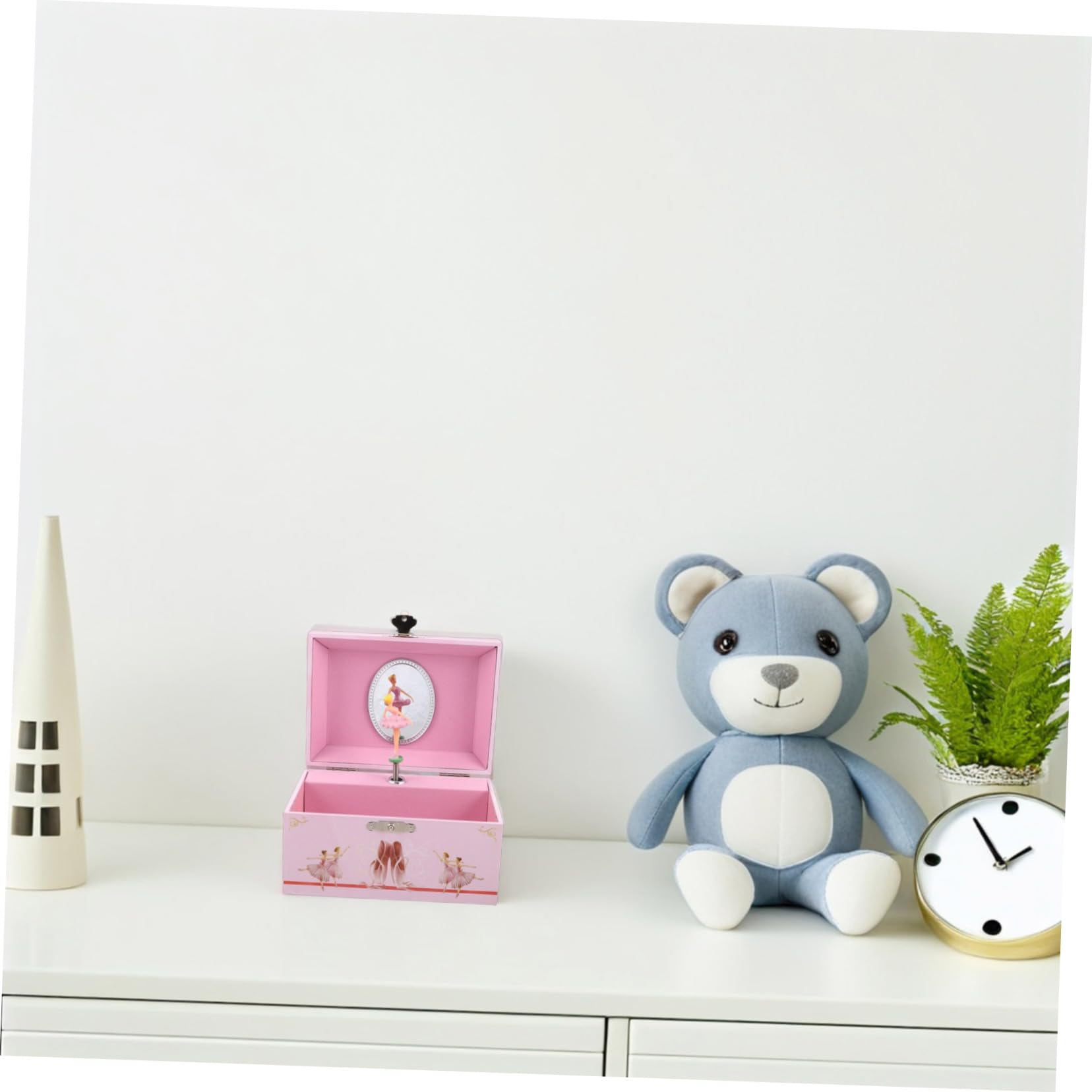 Gatuida Caja de Música Delicada en MDF con Bailarina Giratoria para Niñas Joyero Musical Rosa Almacenamiento de Joyas Adecuado para Habitación Infantil
