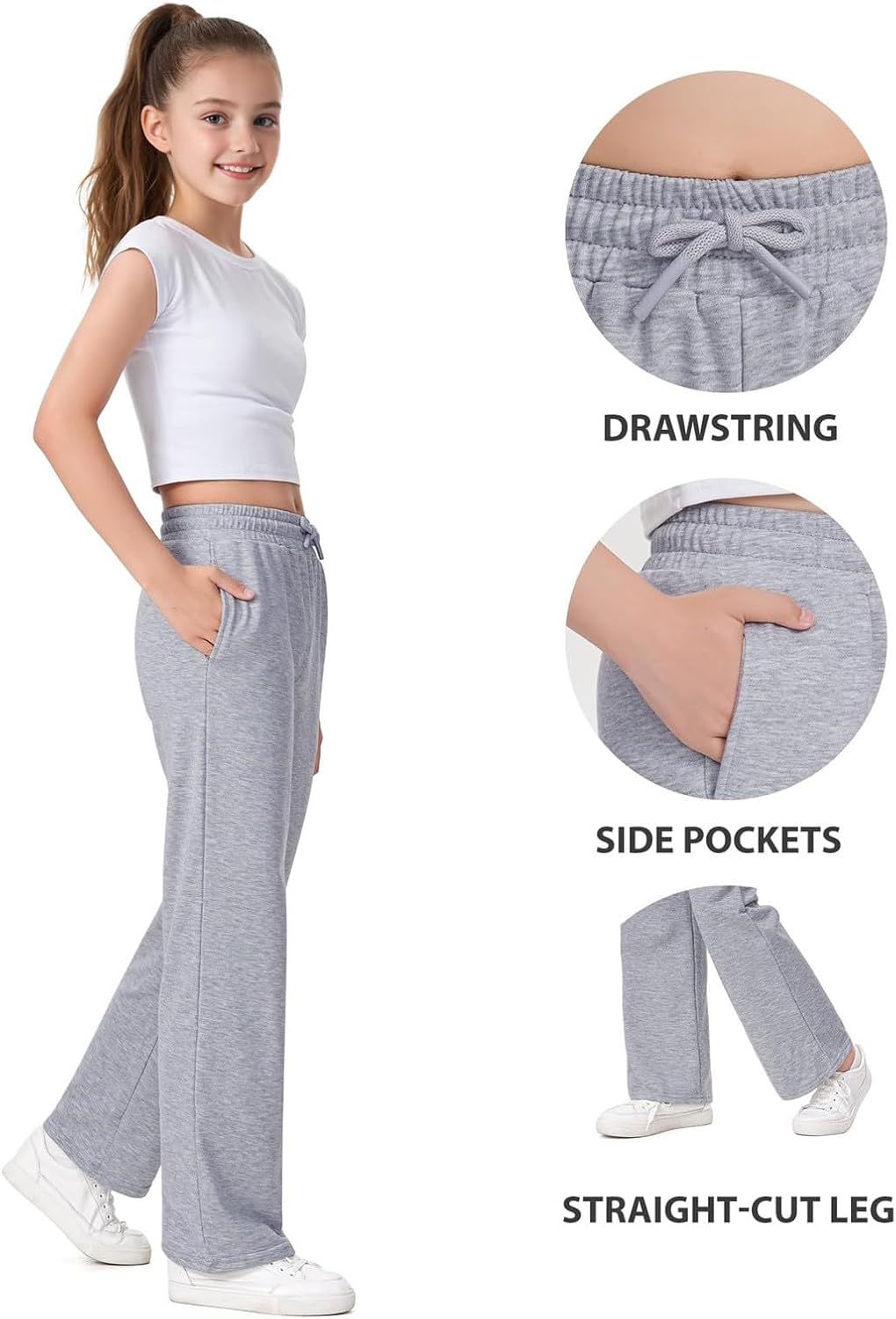 Girls Cargo Pants Kids Elastic Drawstring Waist Joggers Streetwear with Pockets 5 to 14Y