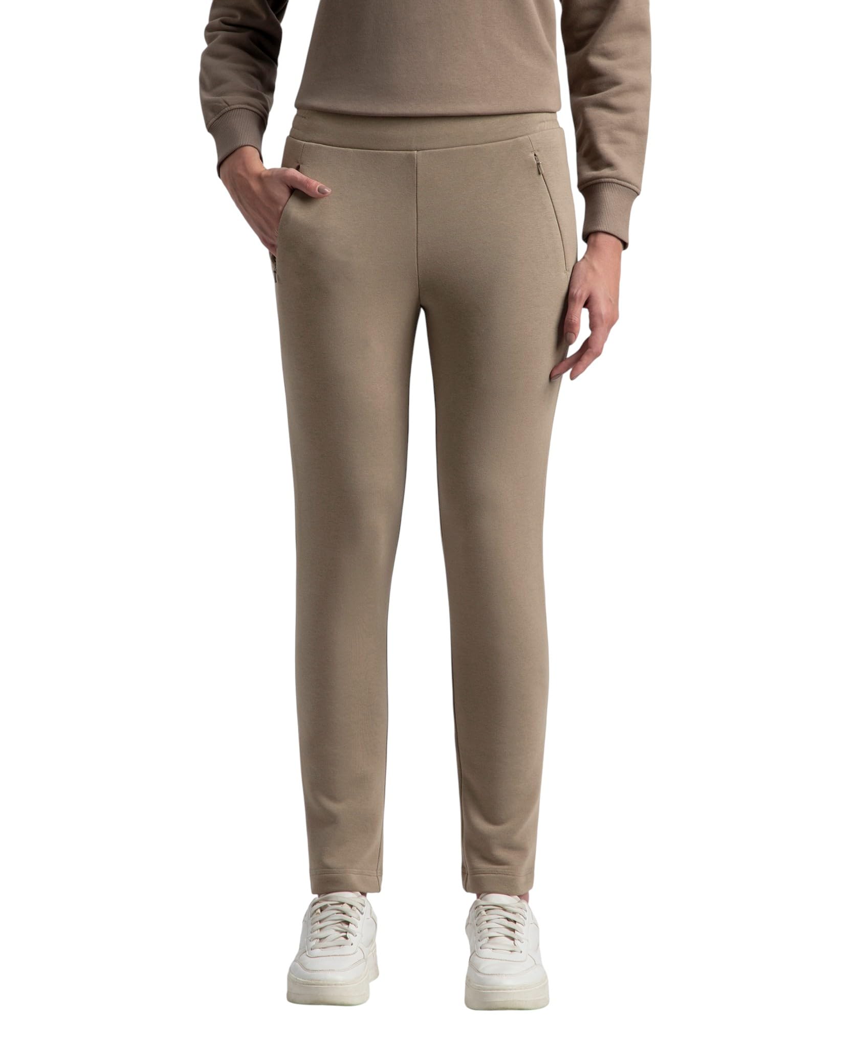 jockey U110 Women's Super Combed Cotton Rich Fleece Fabric Relaxed Fit Trackpants with Zipper Pockets-picture-46