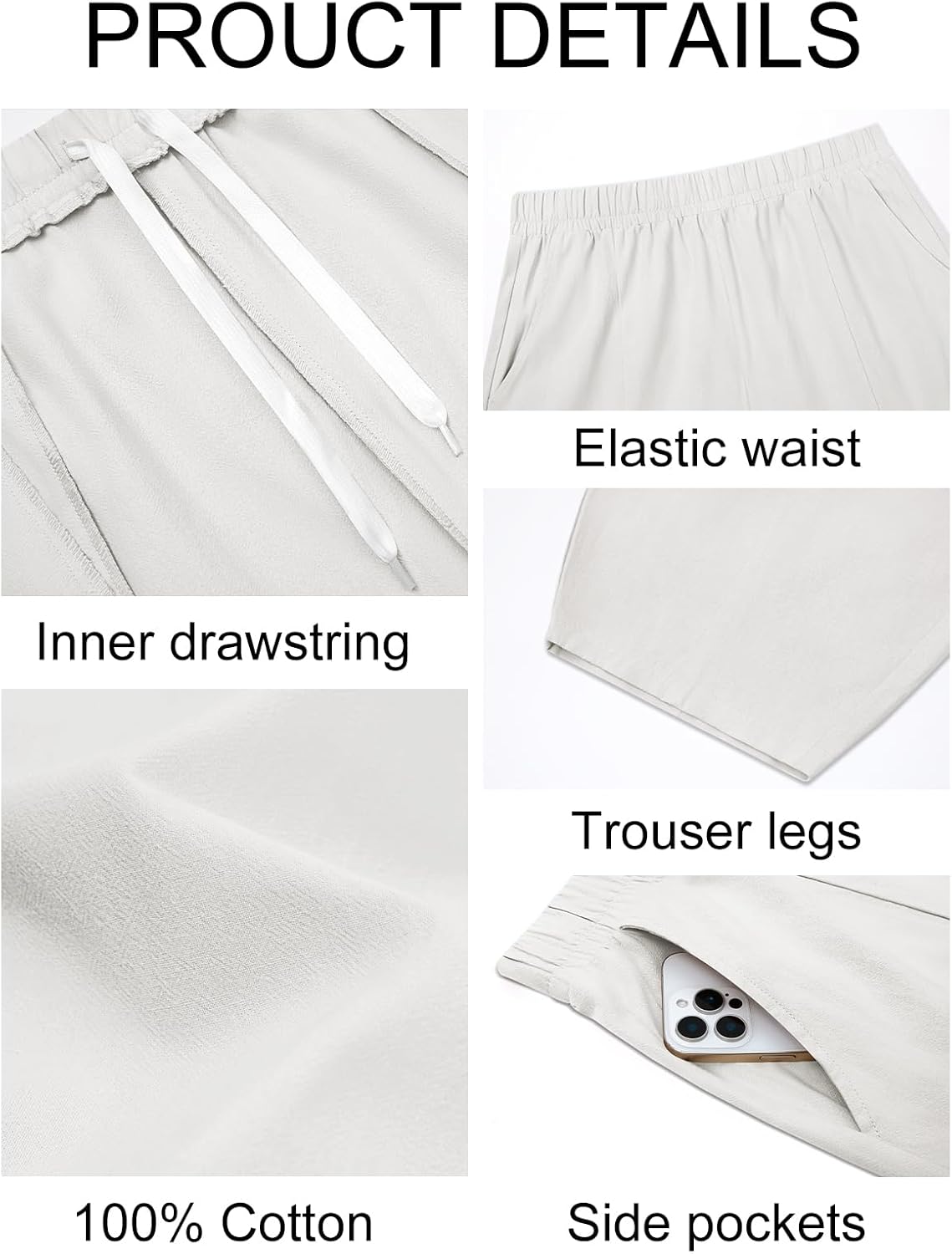 Runcati Mens Harem Pants Casual Elastic Waist Drawstring Cotton Cropped Pants Baggy Hippie Boho Beach Yoga Trousers - Image 6