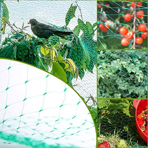 13 X 46 Feet Anti Bird Netting, Green Garden Netting Protect Fruit And Vegetables From Birds And Animals, Bonus 20 Pcs Cable Ties - 0.56 In Mesh #TOP3