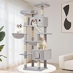 Taoqimiao Large Cat Tree, 58 Inch Cat Tower for Indoor Cats, Multi-Level Large Cat Condo with 8 Scratching Posts, Scratch Board for Cats, Cozy Hammock, 2 Pompoms, MSC026, Cactus
