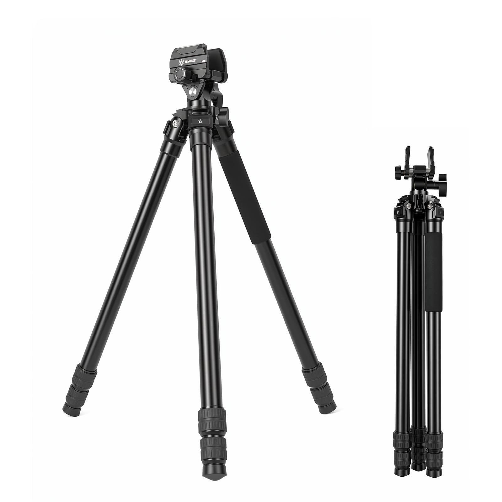 A363 Aluminium Jagdstativ mit universeller Jagdklemme, Jagdsattelhalterung, 36 mm Beinrohrdurchmesser