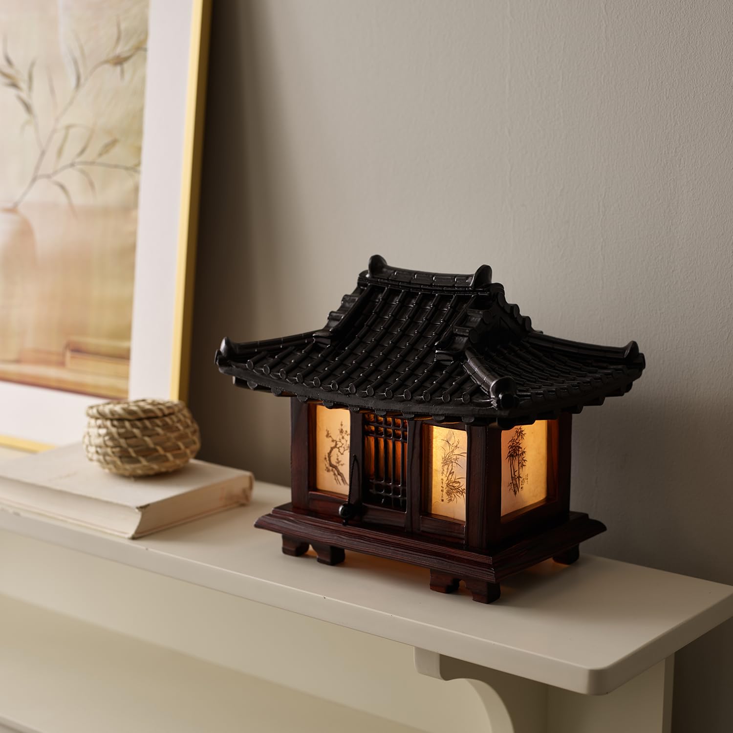 Amazon.co.jp : 職人手作りの木製テーブルランプ｜韓国伝統建築に着想