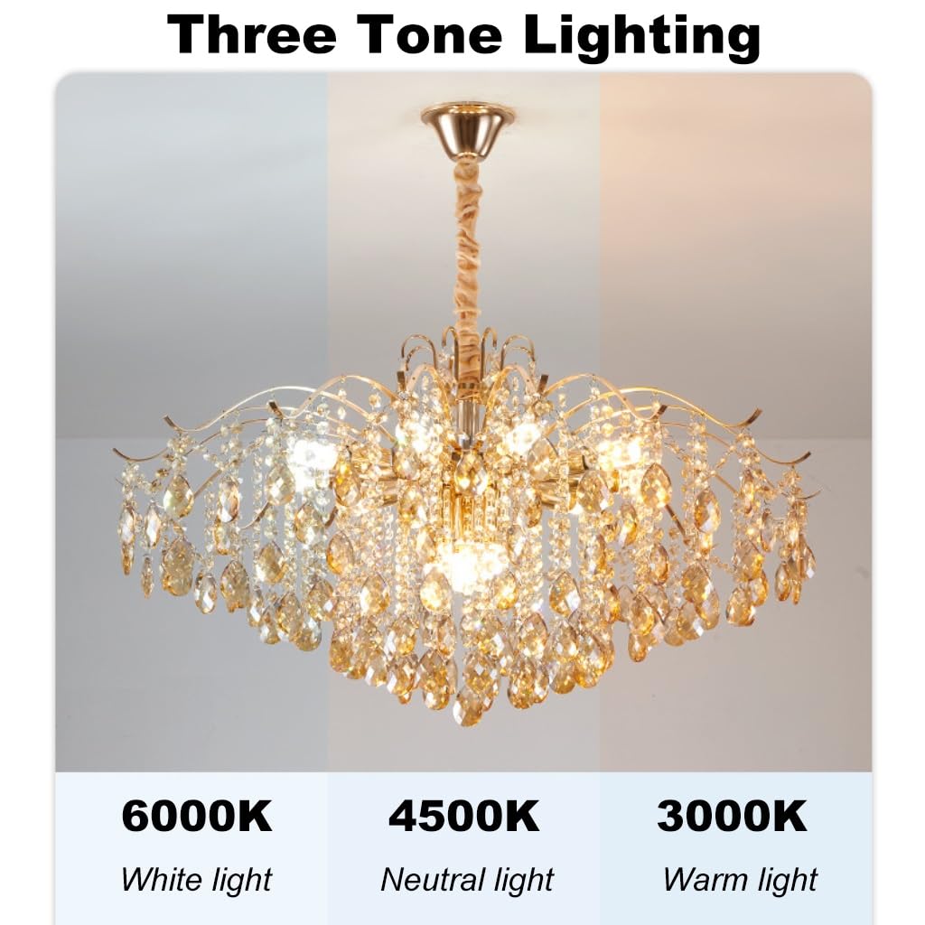 Kristall Gold Kronleuchte Moderne Pendelleuchte, Kristall Lampenschirm Hängelampe Für Lampe Wohnzimmer Esszimmer, Pendellampe Mit E14 Lüster Für Schlafzimmer Küche Villa, Deckenleuchte(80CM)