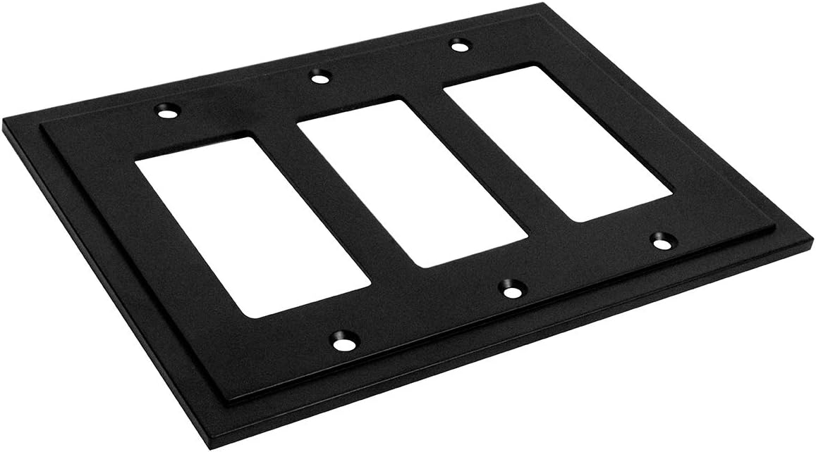 Henne Bery Modern Edge Decorative Wall Plate Switch Plate Outlet Cover, Durable Solid Zinc Alloy (Triple Decorator, Matte Black)