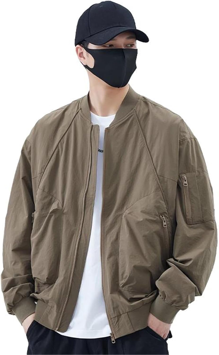 Baseball Coat men's spring and fall loose casual pilot jacket-Dark Khaki-Medium
