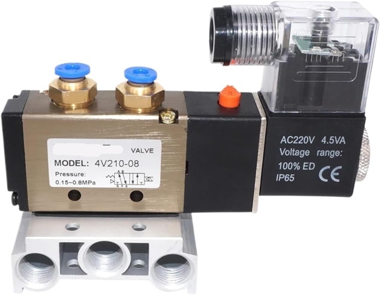 1PCS 4V210-08 DC24V 12V AC220V AC110V 2-position 5-way four-position solenoid valve aluminum base accessories silencer set 3 4 5 6 positions(10 Stations,AC380V)