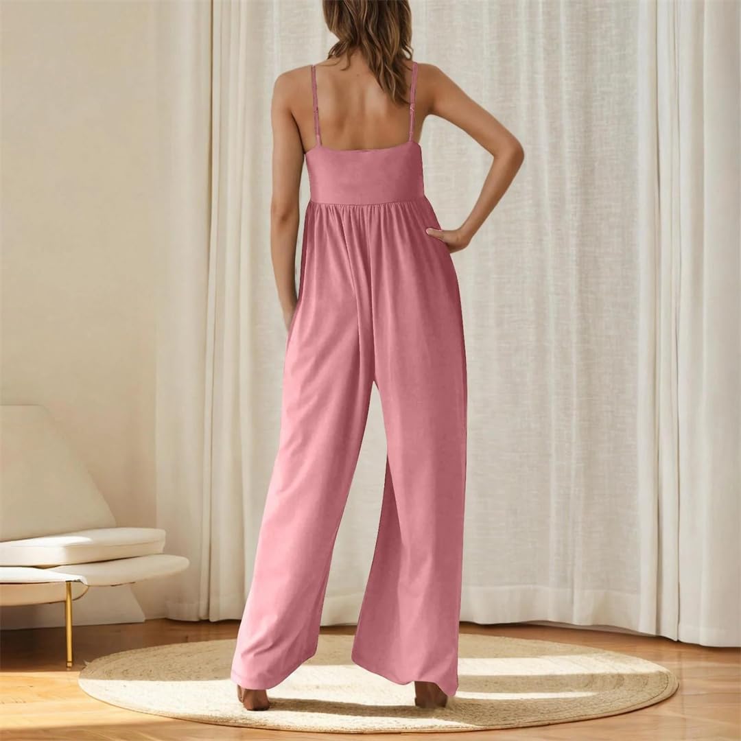 Yeuyyben Combinaison à col de couleur unie pour femme, coupe ample, manches longues, automne et hiver, tenue quotidienne