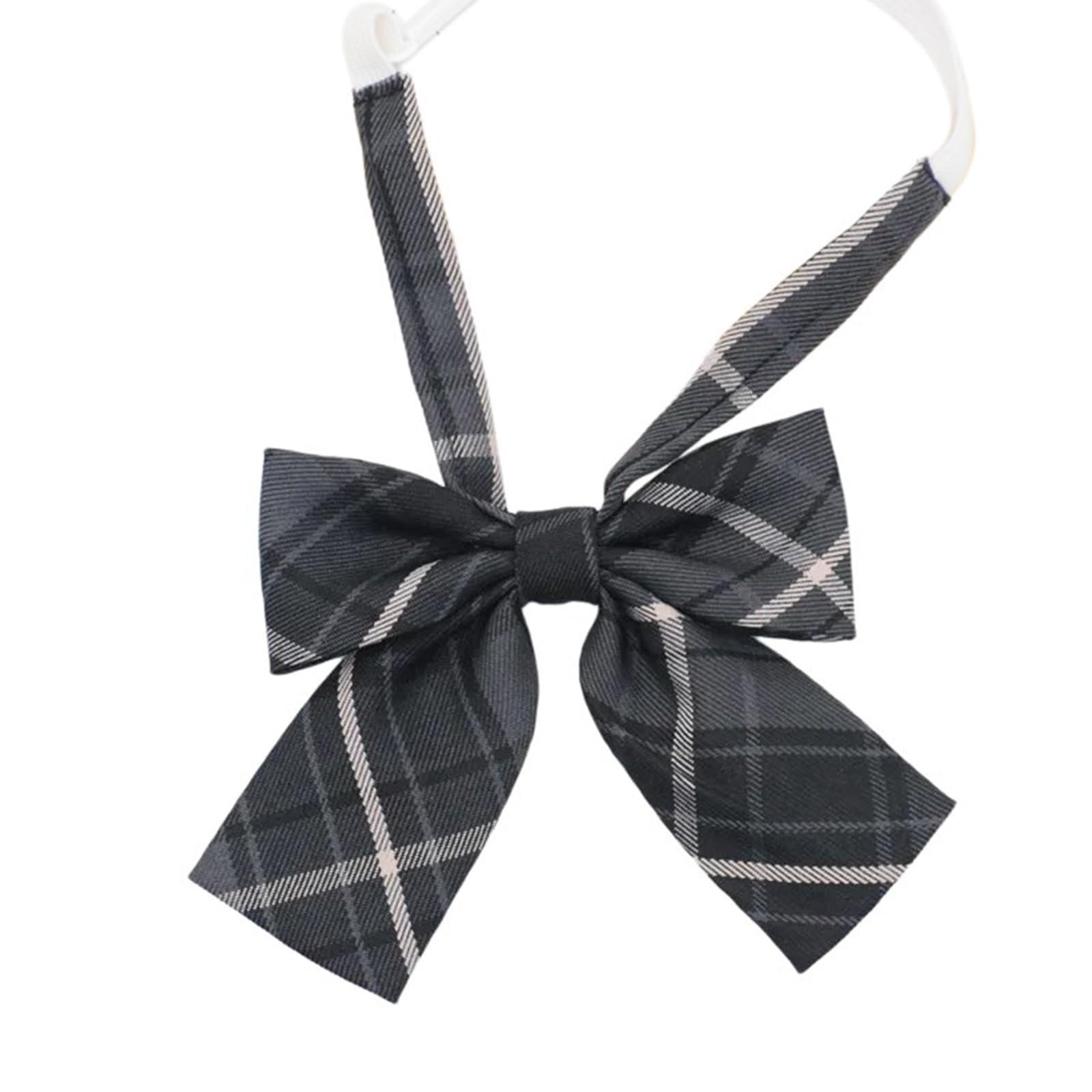 NIHENHAO NIHENHAO Corbata de cuello preatada a cuadros grises coreanos japoneses para uniforme escolar, corbata para estudiantes, corbatín con flores