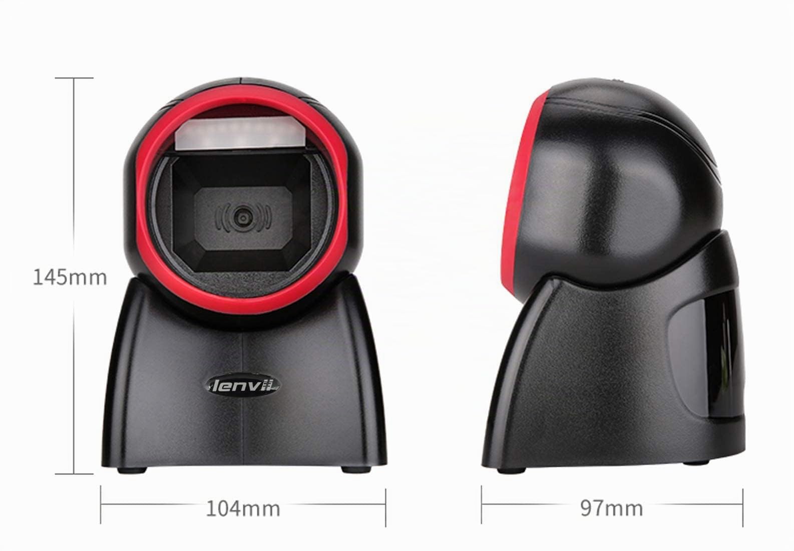LENVII E655 Escáner de código de Barras Manos Libres, escáner de código 1D / 2D / QR Escáner de código de Barras USB con Cable para Windows Mac OS Linux PC