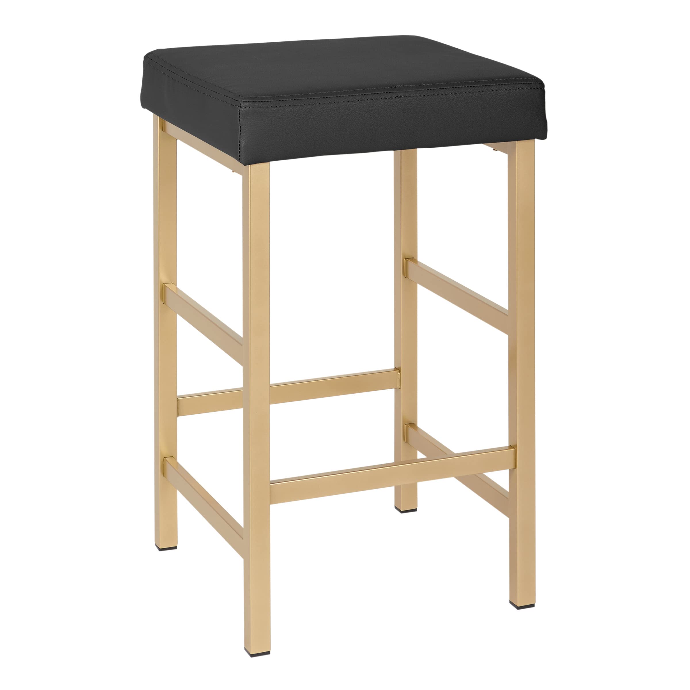 Photo 1 of **USED BUT APPEARS NEW**  OSP Home Furnishings Metro Modern Backless Bar Stool, 26.25 Inch Counter Height, Black Seat with Gold Legs Black Seat With Gold Legs 26.25-Inch