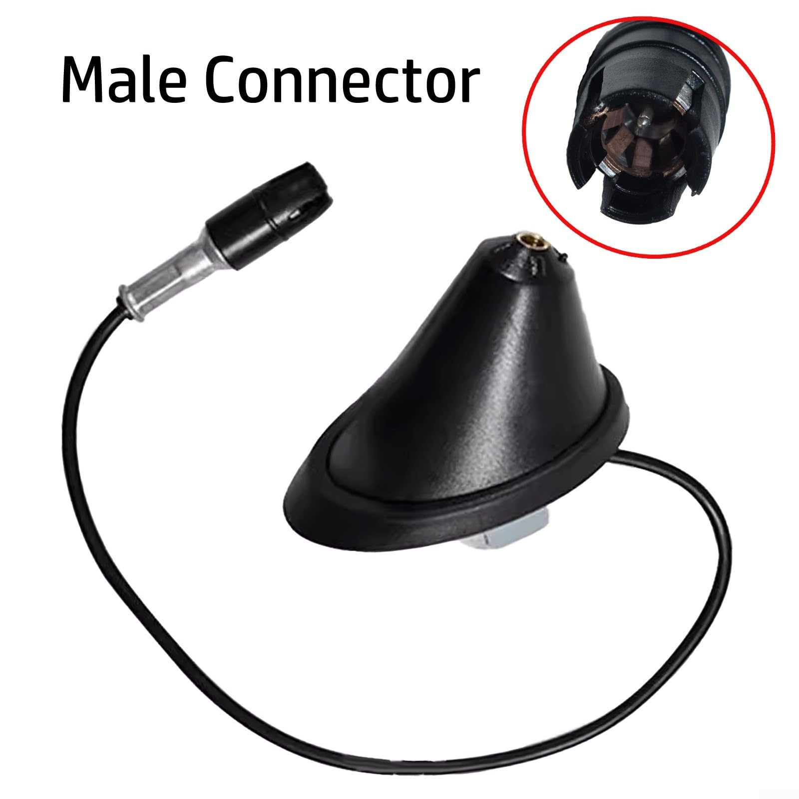 Base per antenna con connettore maschio (parte # 51908657), costruzione in plastica premium, ricambio diretto per Fiat 500, Panda (2004-2011)