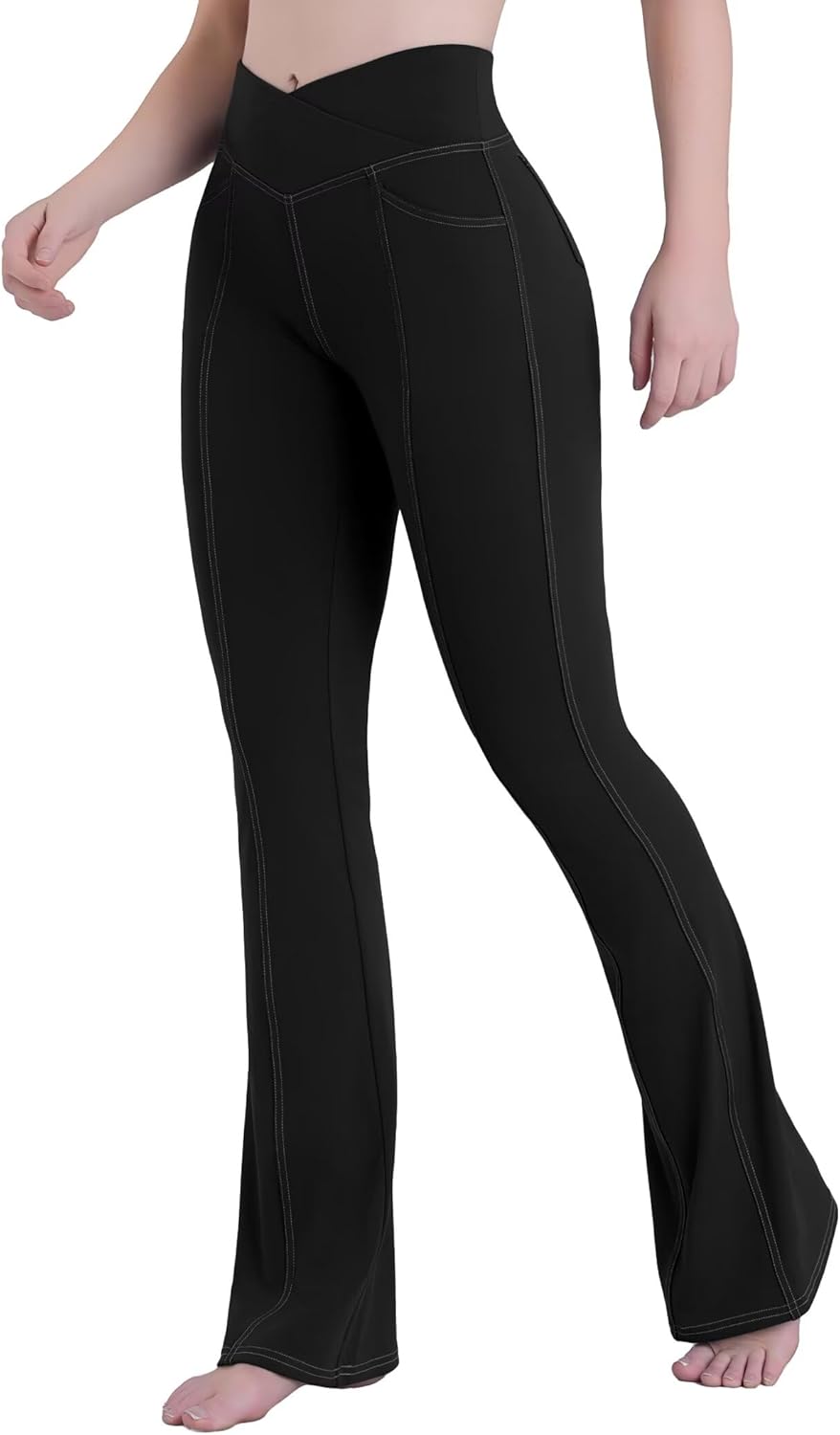 Sunzel Flare Leggings for Women High Waist Workout Leggings with Pockets Tummy Control Wide Leg Flared Yoga Pants