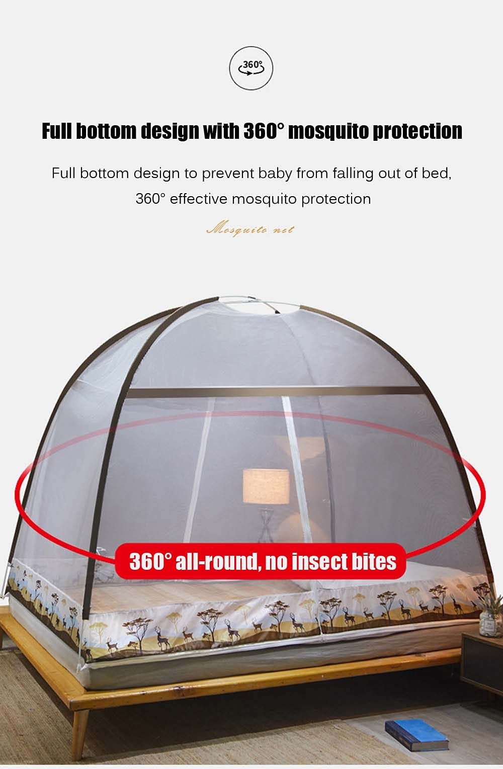 Moskitiera typu pop-up, przenośny namiot podróżny, siatka na łóżko z zamkiem błyskawicznym z podwójnymi drzwiami, łatwa instalacja i delikatna siatka, idealna do sypialni na zewnątrz, 3150 x