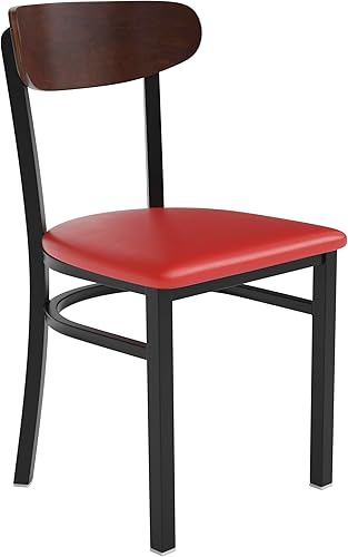 Miniatura 55 de Flash Furniture Wright - Silla de comedor de grado comercial, asiento de madera maciza con acabado de nogal y respaldo de boomerang, 500 libras de