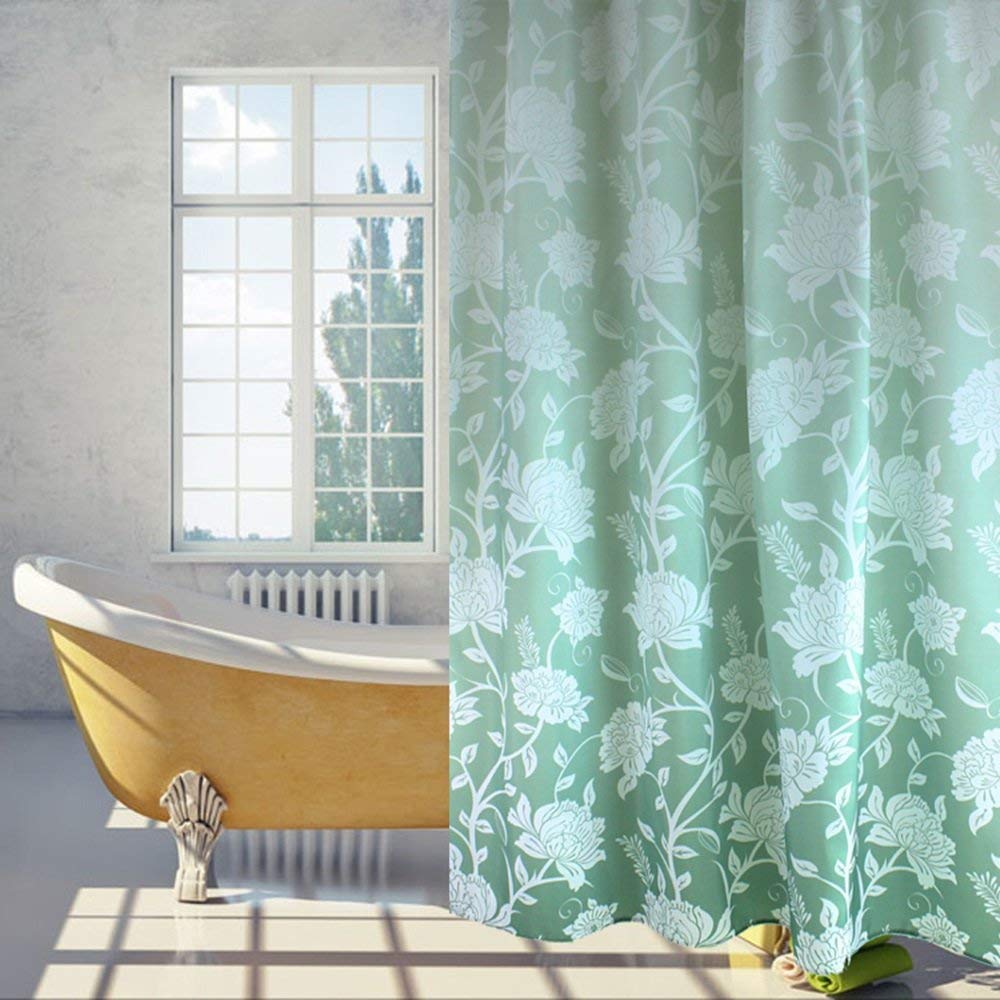 Rideau de douche bleu imperméable en polyester 220x200 cm sans perçage - 2