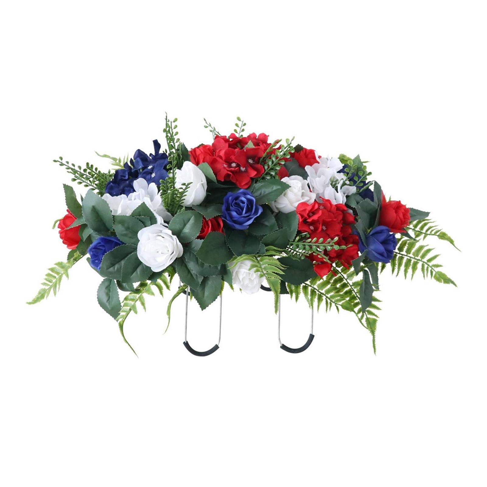 OSNIYAW Artificial Cemetery Flowers Arrangement Artificial Flower Bouquets Grave Memorial Flowers for Graveyard Tombstone Memorial Flower with Vase