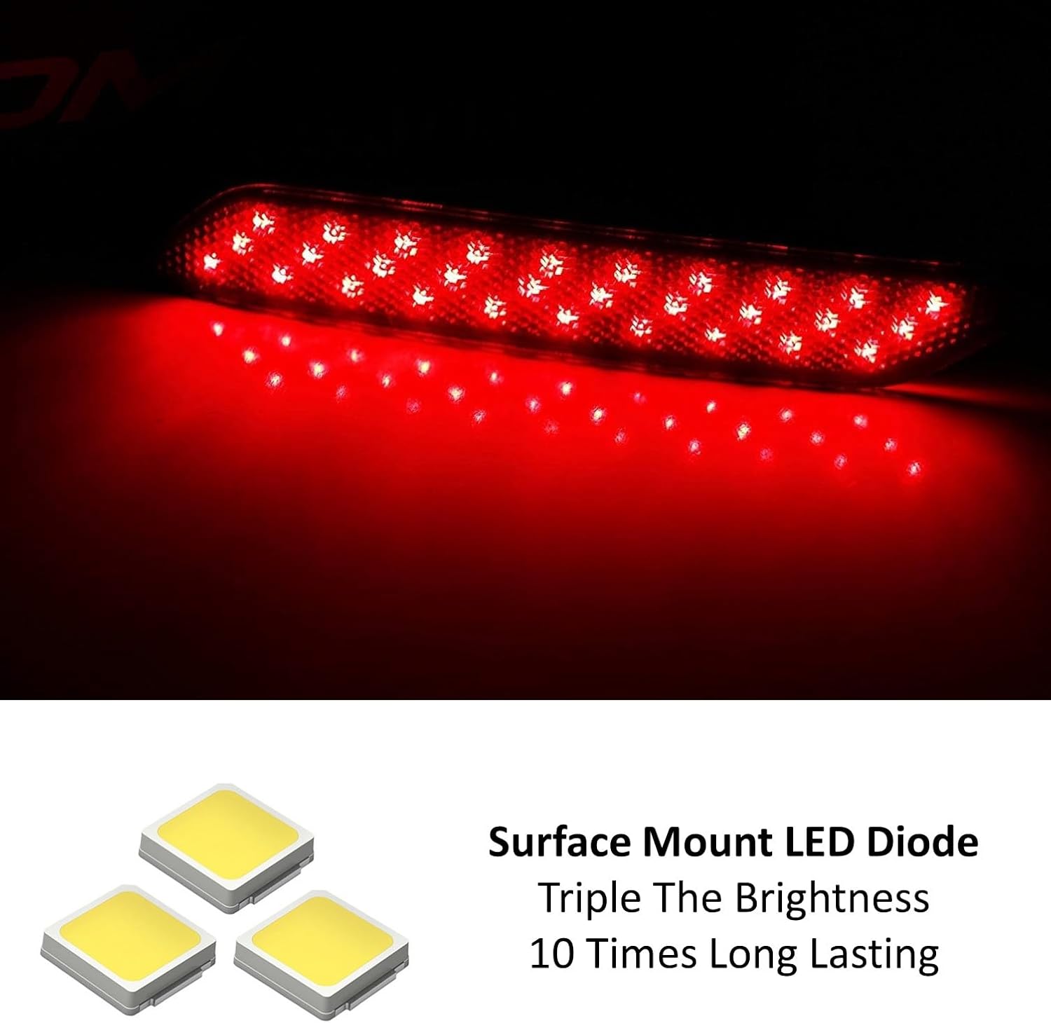 iJDMTOY Smoked Lens 60-SMD LED Bumper Reflector Lights Compatible With 2013-2015 Honda Civic Sedan, Function as Tail, Brake & Rear Fog Lamps