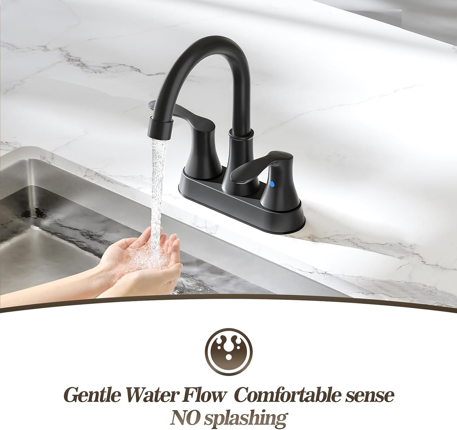 Phiestina Bar Sink Faucet 4 Inch Centerset Deck Mount,2 Hole Matte Black Bar Faucets for Sink,Prep Sink Faucet, Commercial Utility Laundry Kitchen Sink Faucet,BARTY36-8H-MB