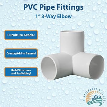 PVC Pipe Fittings for Building Furniture and Cool Structures | (1 Inch, 3-Way Elbow, 4)