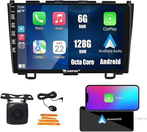Miniatura 62 de Kunfine Coche Android Navegación Estéreo GPS Radio Reverse Cámara Pantalla 9 "IPS Pantalla Táctil Headunit Tablet Pad Media Player para Honda CRV