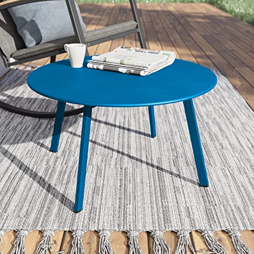 Grand patio Coffee Table Side Table Round End Table for Outdoor 70CM X 70 CM Lightweight Beside Table for Garden Terrace Living Room Office Outdoor Indoor Balcony -Peacock Blue - Image 2