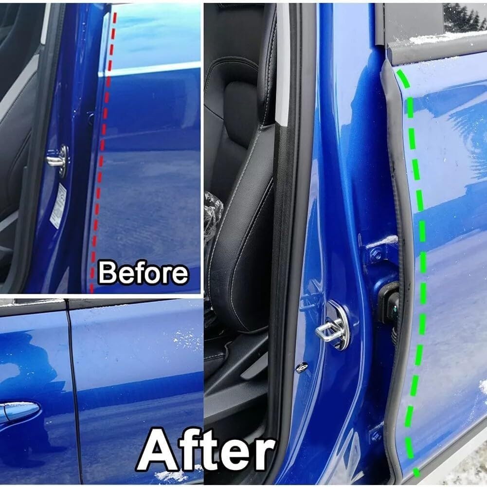 2Pcs B Pillar Car Door Weather Stripping, 31.5in Thickened Rubber Edge Trim with U-Shaped Metal Clips for Windproof & Noise Reduction Automotive Trim Seal, Compatible with All Vehicles
