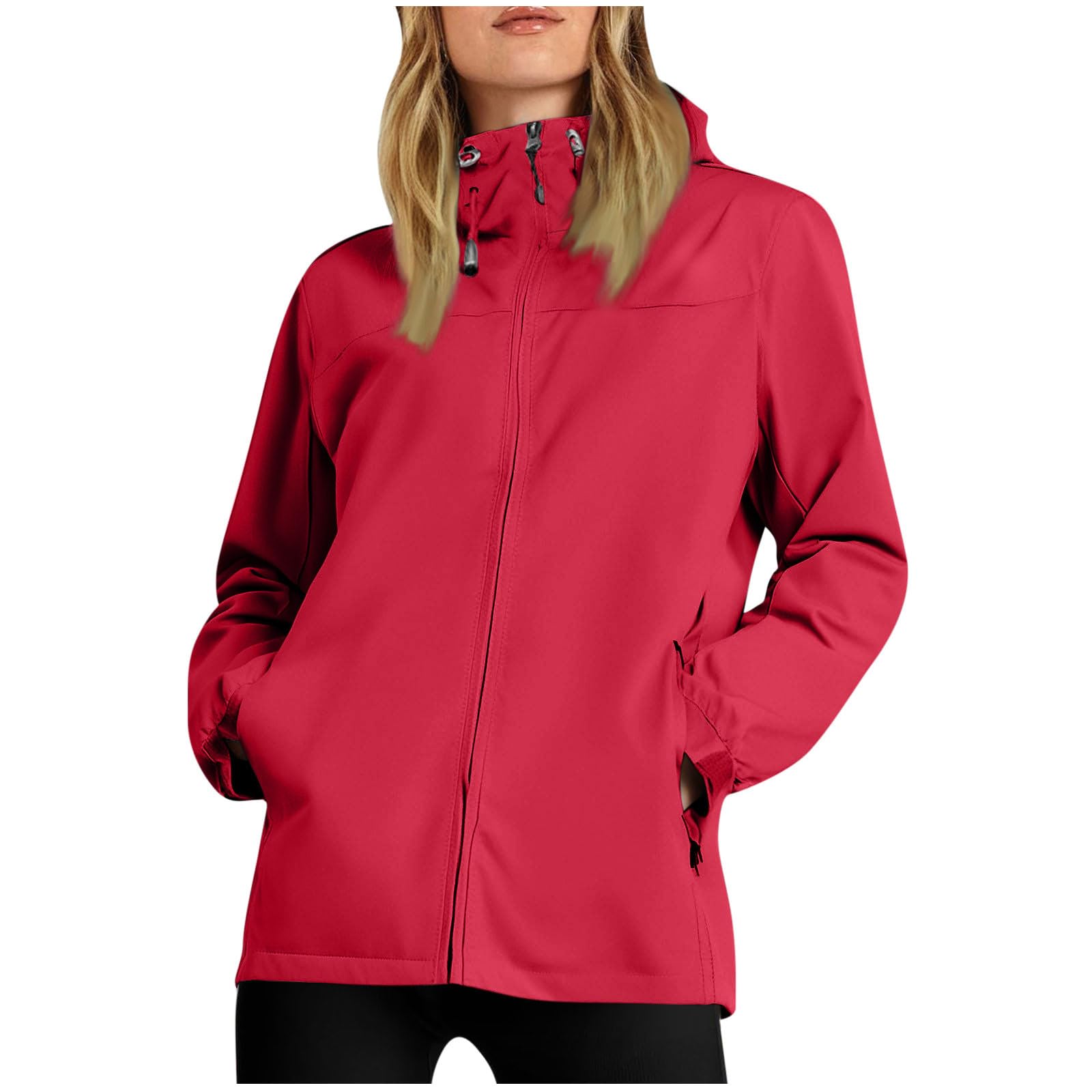 Plus Size Rain Jacket Women Waterproof Hooded Raincoats Travel Hiking Rain Coat Packable Windbreaker with Pockets — view 13