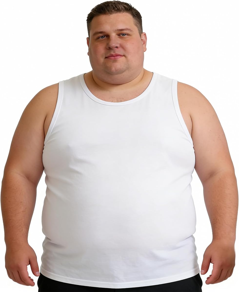 Men's Big and Tall Tank Tops - Cotton Blend Sleeveless Muscle Shirts 4XL - 8XL Workout Tees Summer Active Undershirts