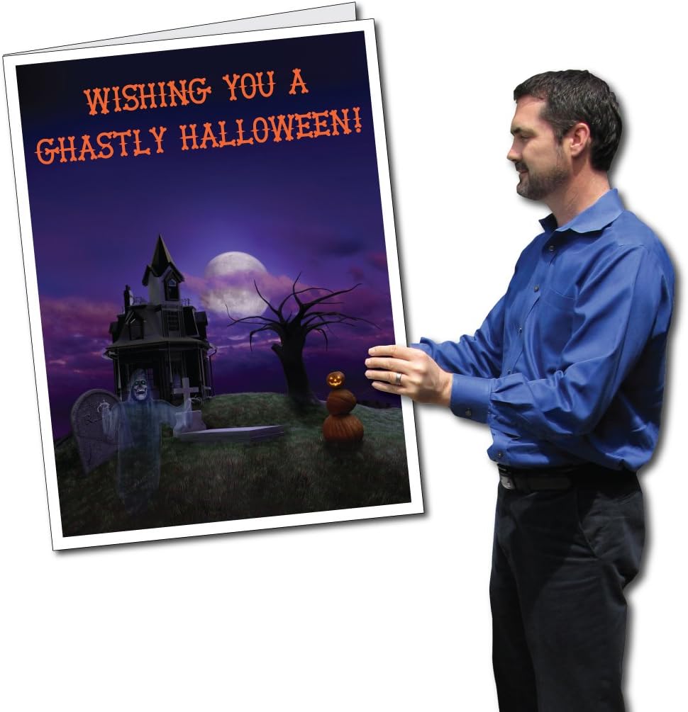 VictoryStore Jumbo Greeting Cards: Giant Halloween Card (Haunted House), 2 feet x 3 feet Card with Envelope