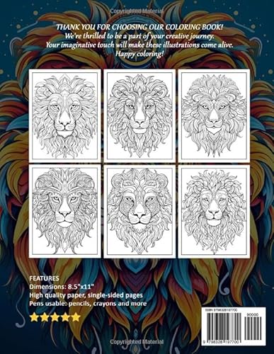 Lion Mandala Coloring Book For Teens: Lion Mandala Mind Relaxing Mandalas Adult Coloring Pages For S