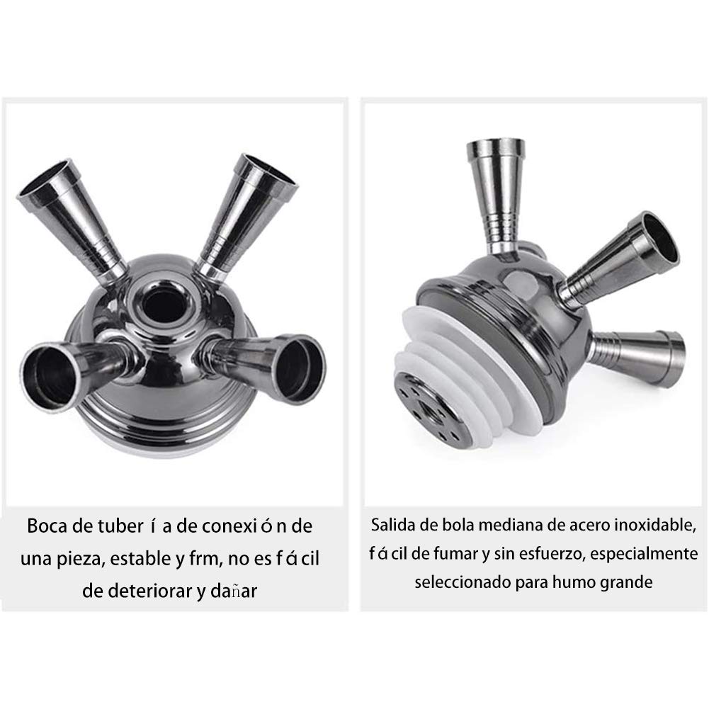 Cachimba Shisha Hookah Set, con Jarrón de Vidrio 2 Manguera de Silicona con Boquilla Y Cuenco para el Mejor Juego Completo de Hookahs para Fumar,4 Hose