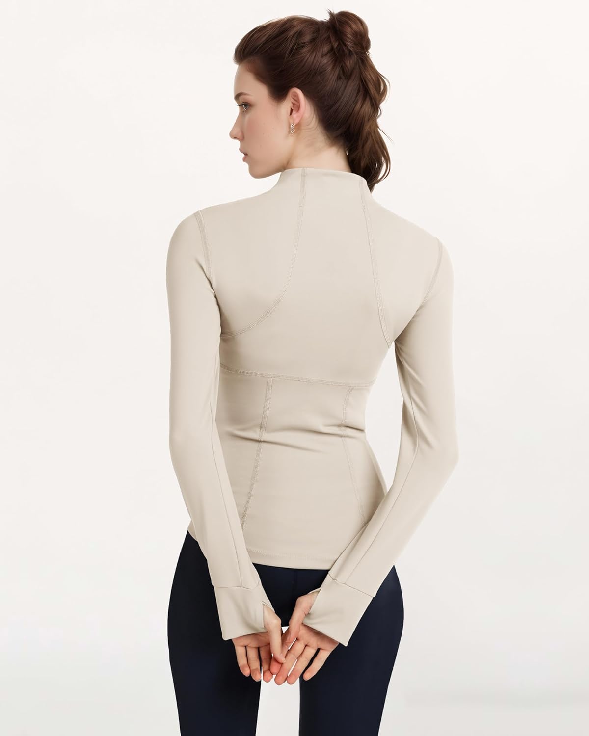 Gacaky Women's Slim Fit Workout Running Track Jackets Full Zip-up Yoga Athletic Jacket with Thumb Holes - Image 2