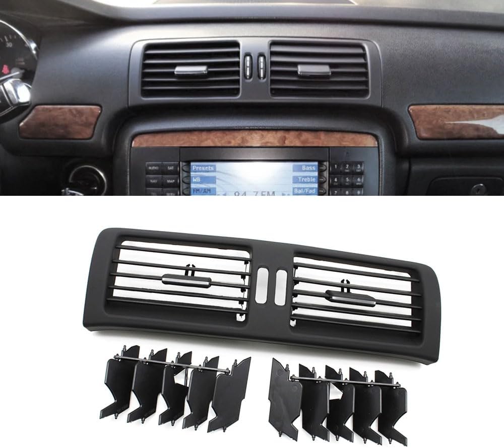 Compatible with Mercedes Benz W251, Center Console Air Vent Outlet Cover, Dashboard Air Conditioning Grille Panel Replacement R300 R320 R350 R400 R500 2006 2007 2008 2009 (Black, Center)