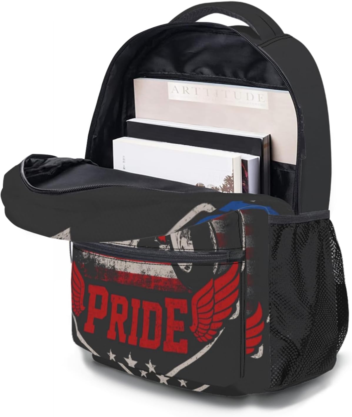 American Pride Backpack Patriotic Motorcycle Casual School Bookbag College Shoulder Bag Travel Camping Daypack for Girls Boys Teen