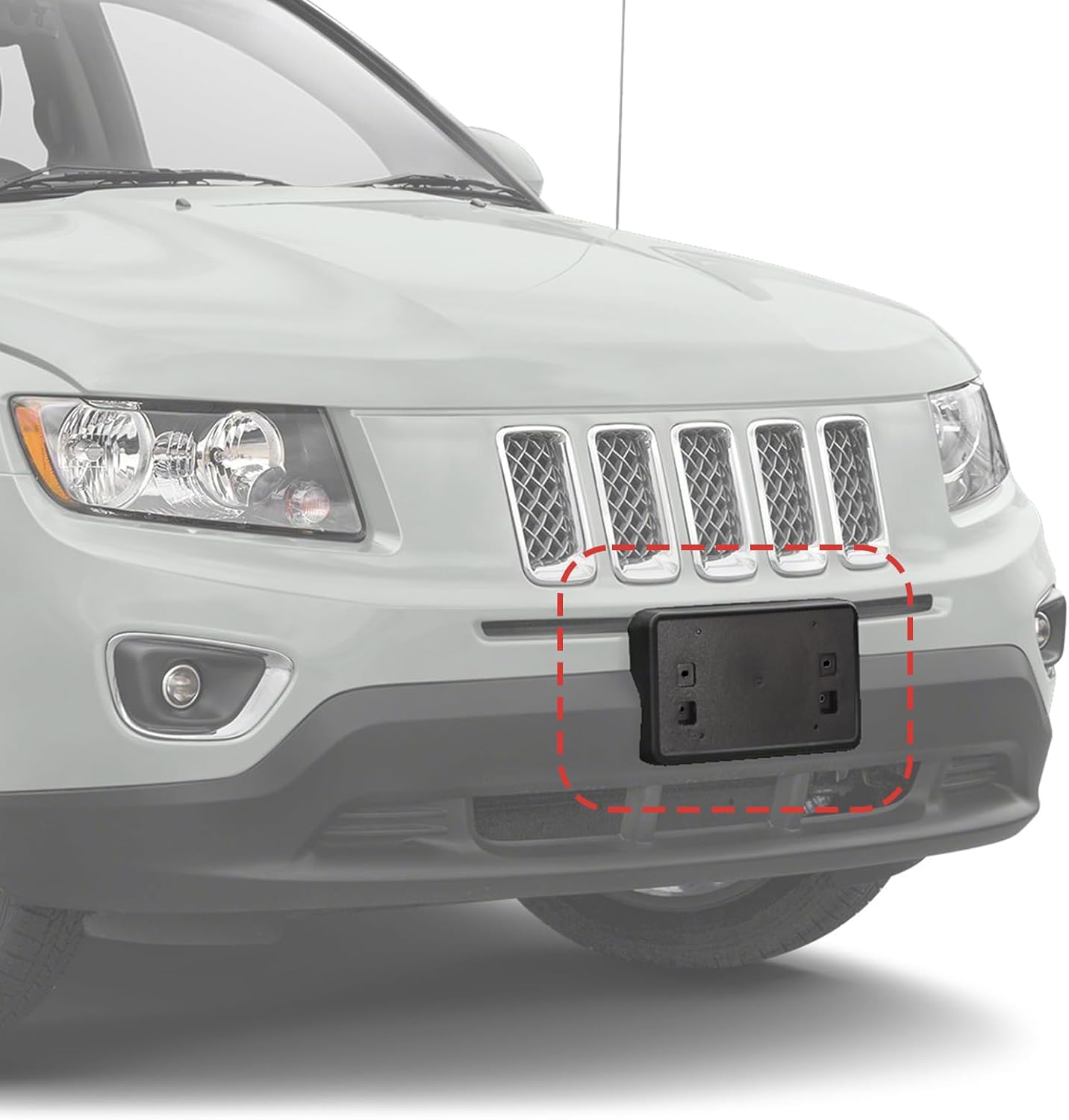 Jimen Fit for Jeep Compass 2011-2017, Front License Plate Frame Holder Mount Bracket